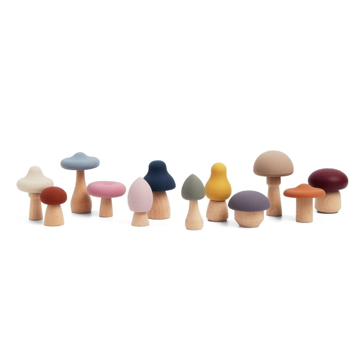 Maison Rue silicone & wooden sorting shrooms toy set 12 pieces multicolor