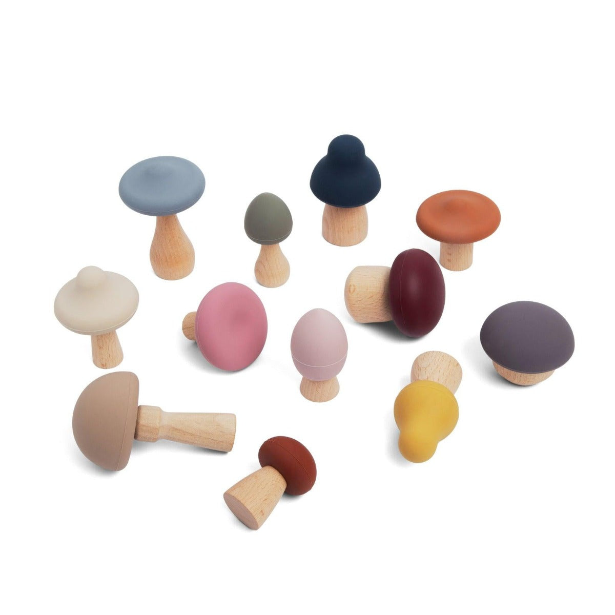 Maison Rue Sorting Shrooms silicone & wood toy set 12 pieces