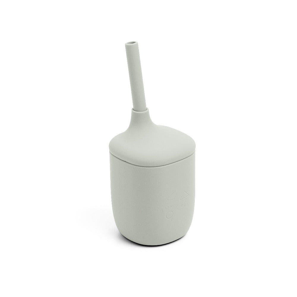 Robbie Silicone Cup With Straw Side View Sea Salt Color