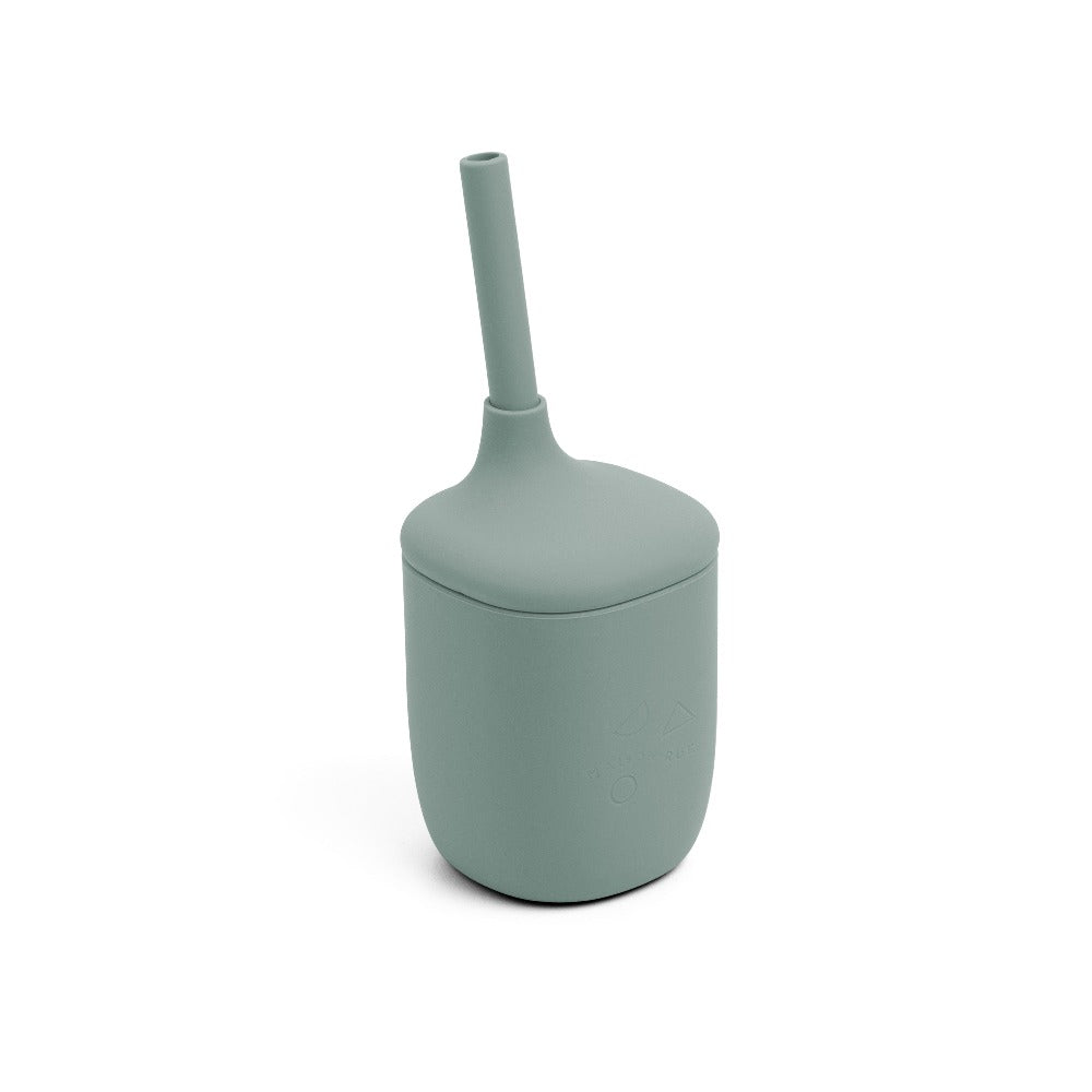 Robbie Silicone Cup With Straw Side View Agave Color