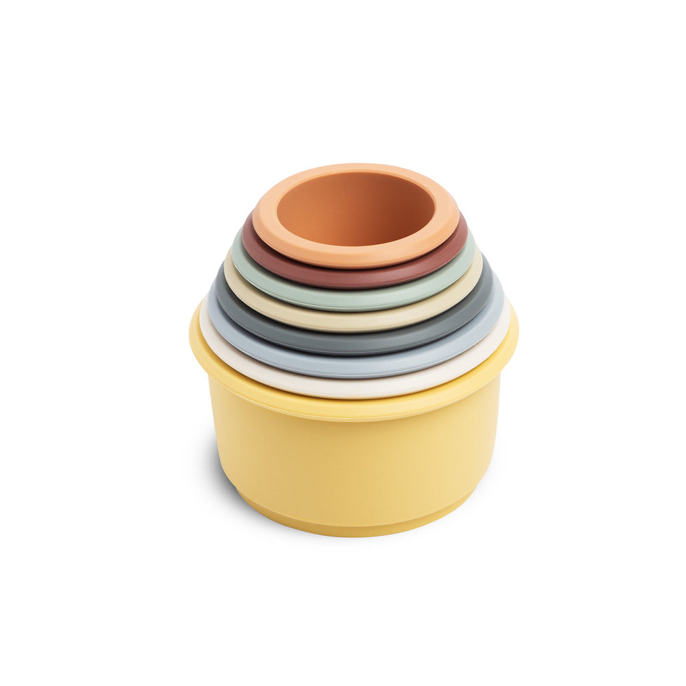 Maison Rue silicone stacking cup set in honey nested view
