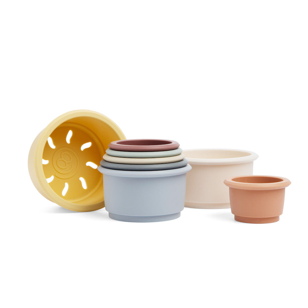 Maison Rue silicone stacking cup set in honey front view