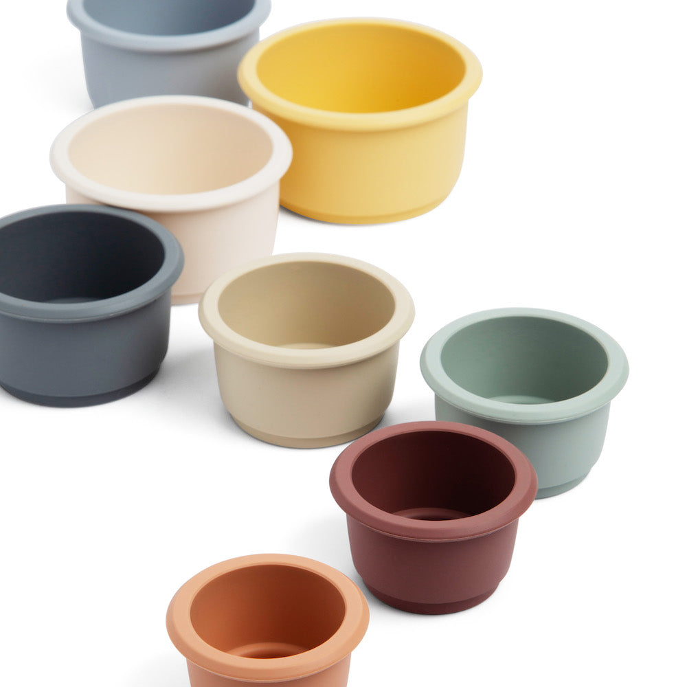 Maison Rue silicone stacking cup set in honey close up