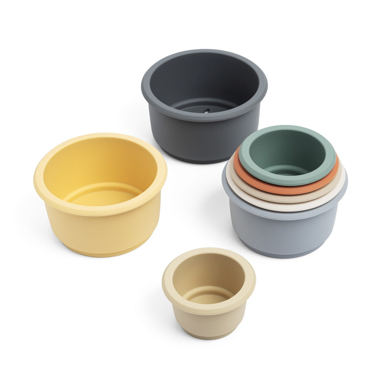 Maison Rue silicone stacking cup set in slate close up