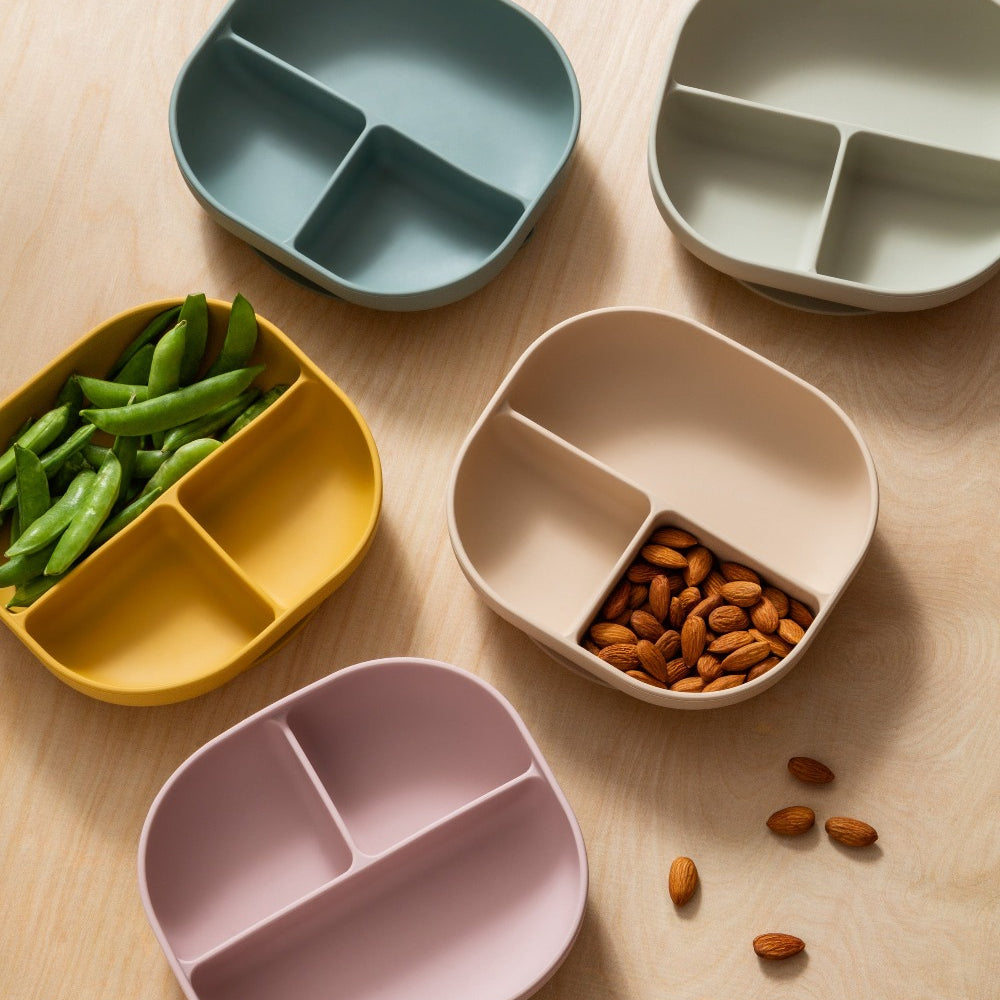 The Poppy plate in agave, sea salt, honey, rose and oat colors top view